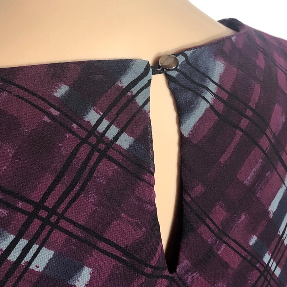 Nanette Lepore Abstract Plaid Flutter Blouse Top - Picture 4 of 7